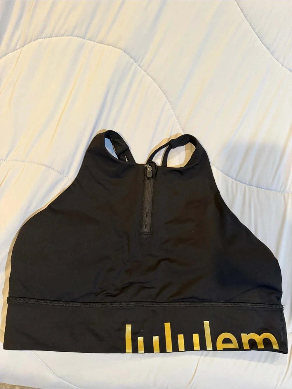 Lululemon Athletic Black Sports Bra with Gold Logo